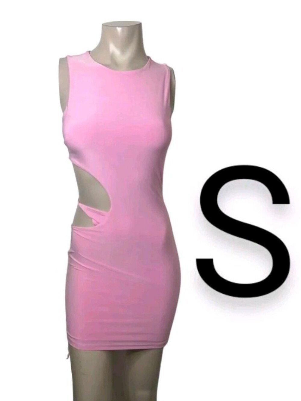 🆕Bubblegum Light Pink Cut Out Stretchy Mini Bodycon Dress~Size S